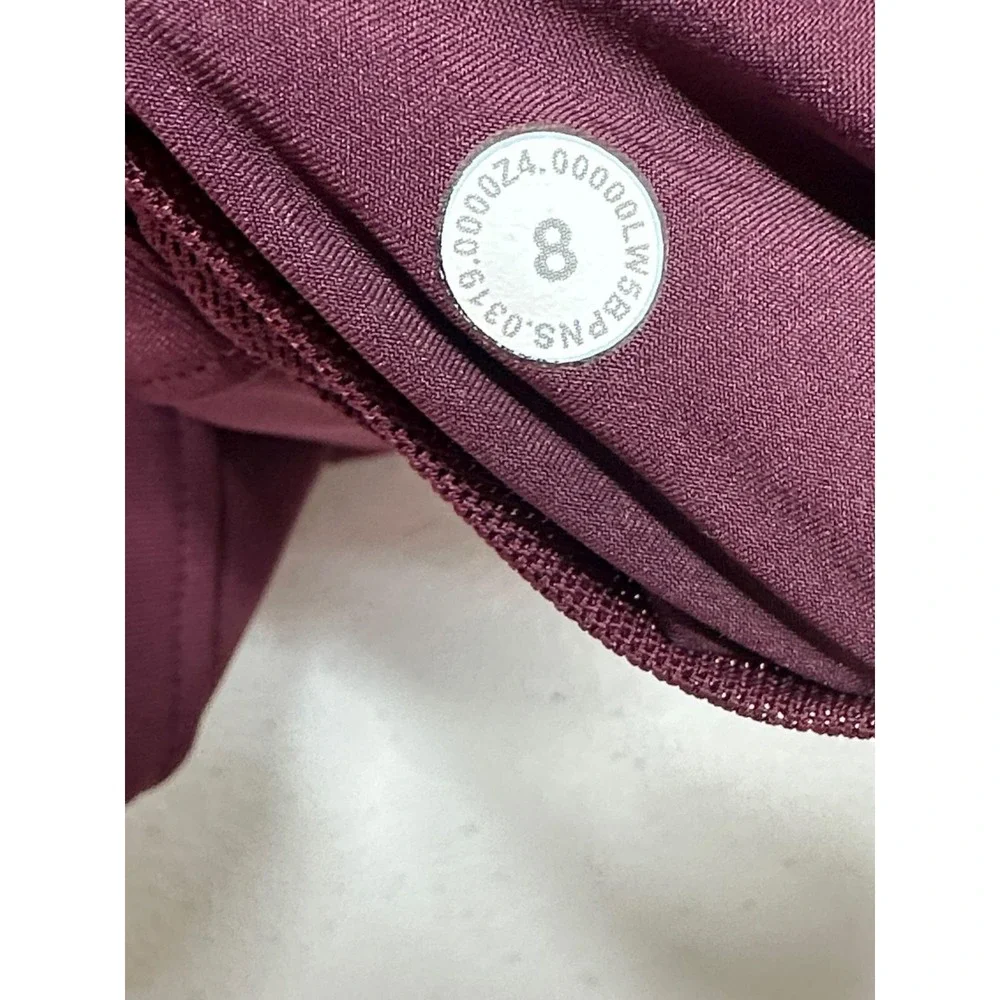Lululemon‎ Pants Womens 8 Burgundy On The Fly 7/8 Travel Stretch Athleisure Crop